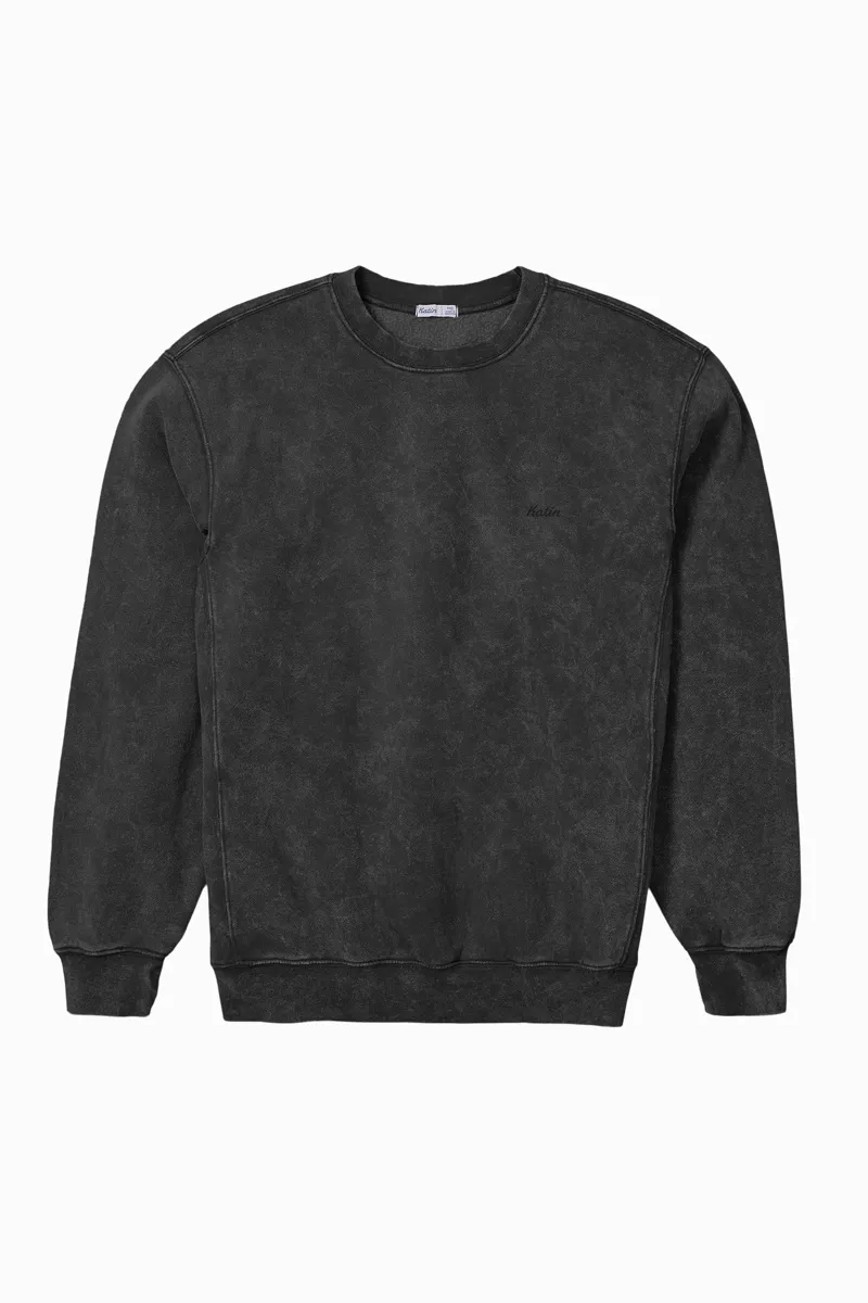 Katin Embroidered Crew Fleece Black Wash Sand Wash-3